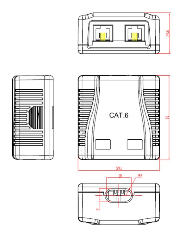 Cablexpert Cat5 E Utp 2 Port Surface Mount Box
