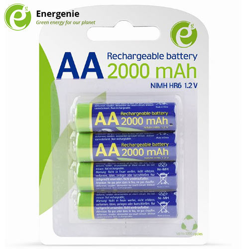 Energenie Rechargeable Aa Instant Batteries Ready To Use 2000 Mah 4 Pcs Retail Pack