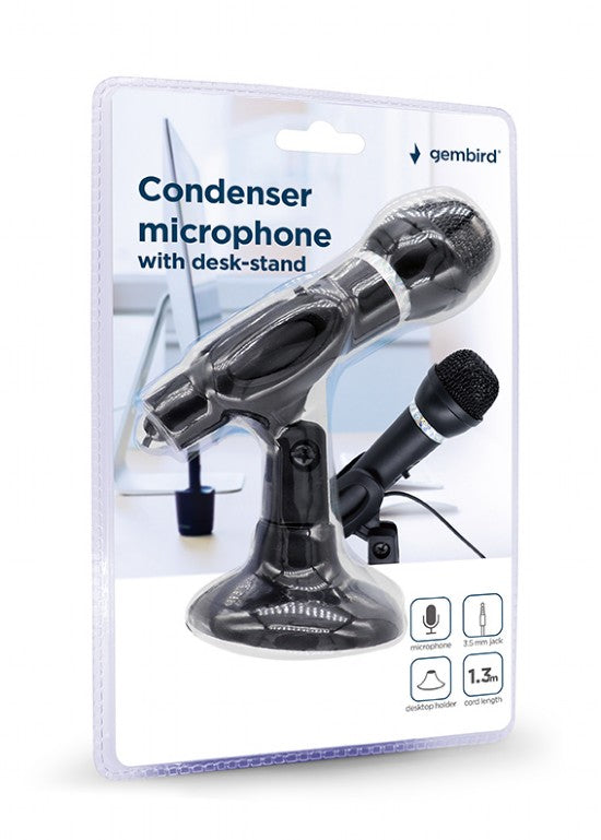 Gembird Condenser Microphone With Desk Stand Black