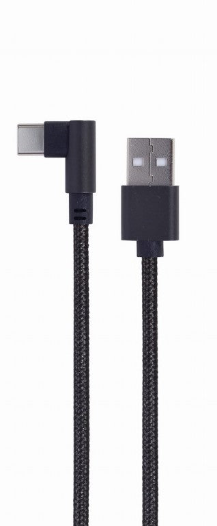 Cablexpert Angled Usb Type C Charging & Data Cable 0.2 M Black