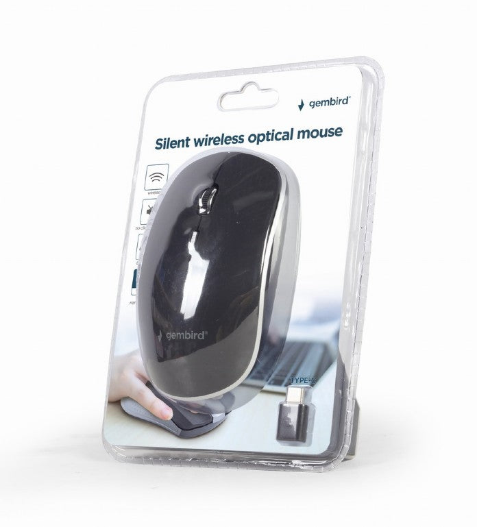 Gembird Silent Wireless Optical Mouse Black Type C Receiver