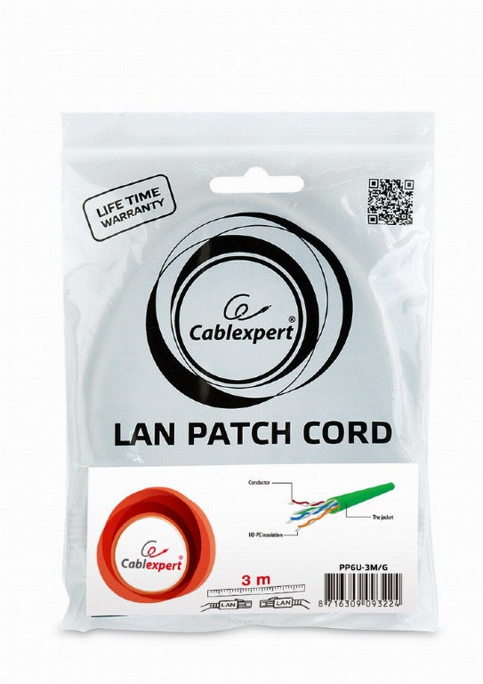 CABLEXPERT UTP CAT6 PATCH CORD 3M GREEN