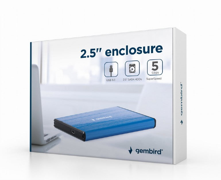 Gembird Usb 3.0 2.5' Enclosure Brushed Aluminum Deep Blue