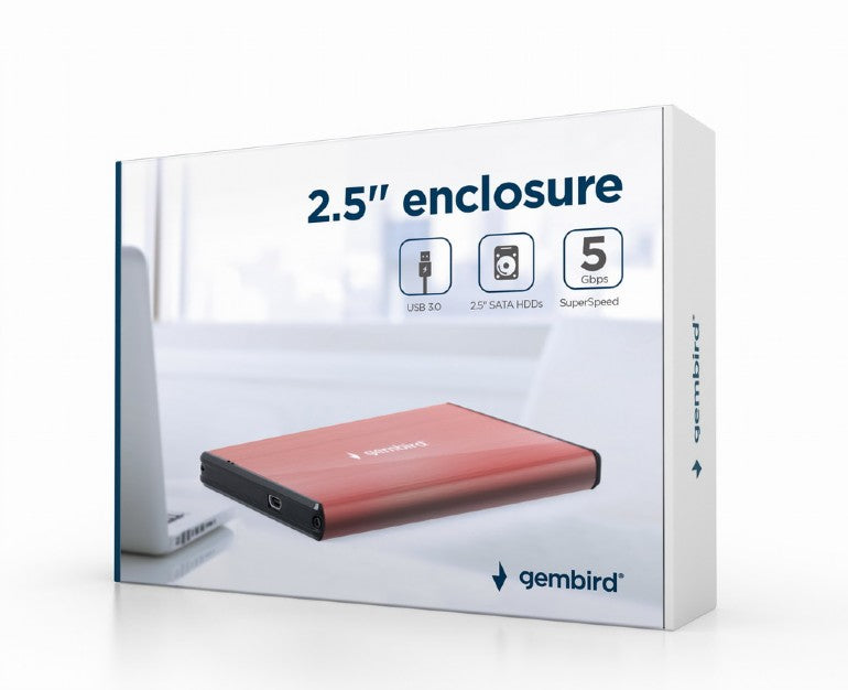 Gembird Usb 3.0 2.5' Enclosure Brushed Aluminum Pink