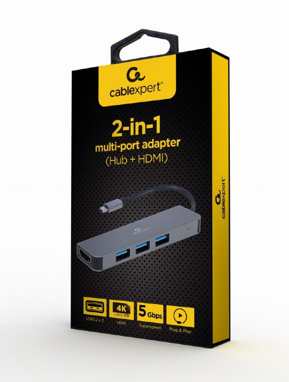 Cablexpert Usb Type C 2 In 1 Multi Port Adapter (Hub+Hdmi)
