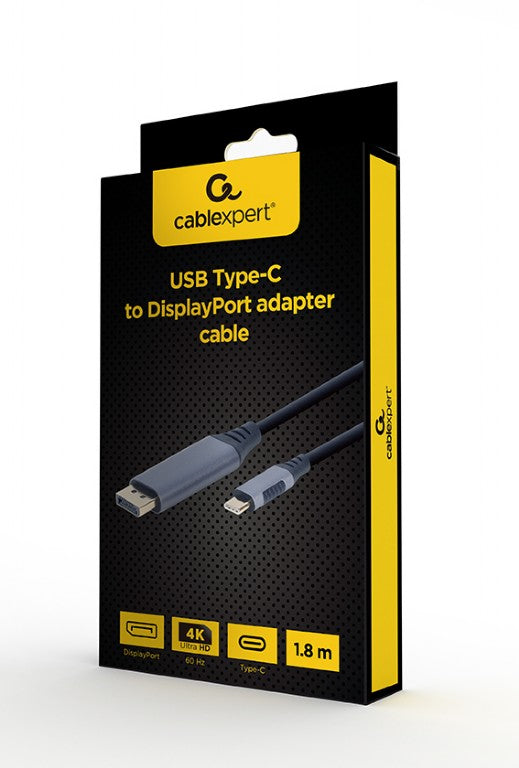 Cablexpert Usb Type C To Displayport Male Adapter Cable Space Grey Retail Pack 1,8 M