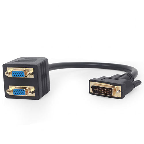 Cablexpert Passive Dvi I Male To Dual Vga Female Splitter Cable 0.3 M Black