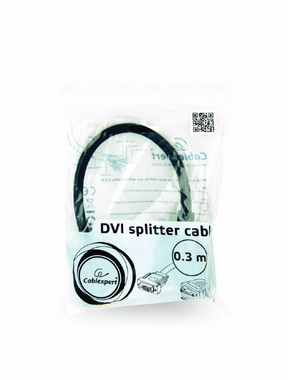 Cablexpert Passive Dvi I Male To Dual Vga Female Splitter Cable 0.3 M Black