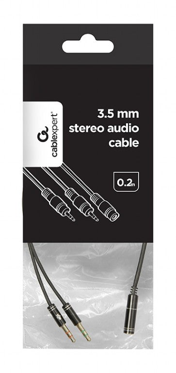 Cablexpert 3.5 Mm 4 Pin Socket To 2x3.5 Mm Streo Plug Adapter Cable Black Metal Connectors
