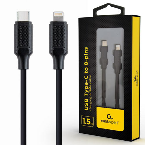 Cablexpert Type C To 8 Pins Charging And Data Cable 1,5 M Black Retail Pack