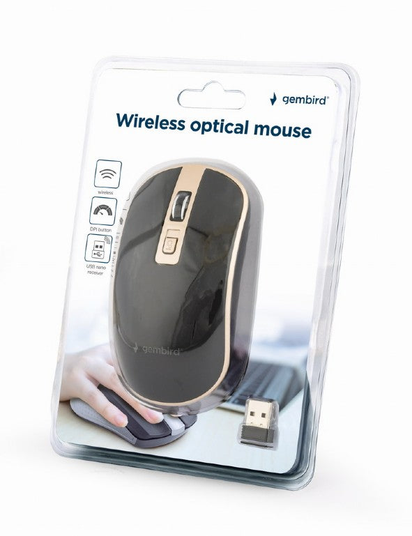 Gembird Wireless Optical Mouse Black Gold