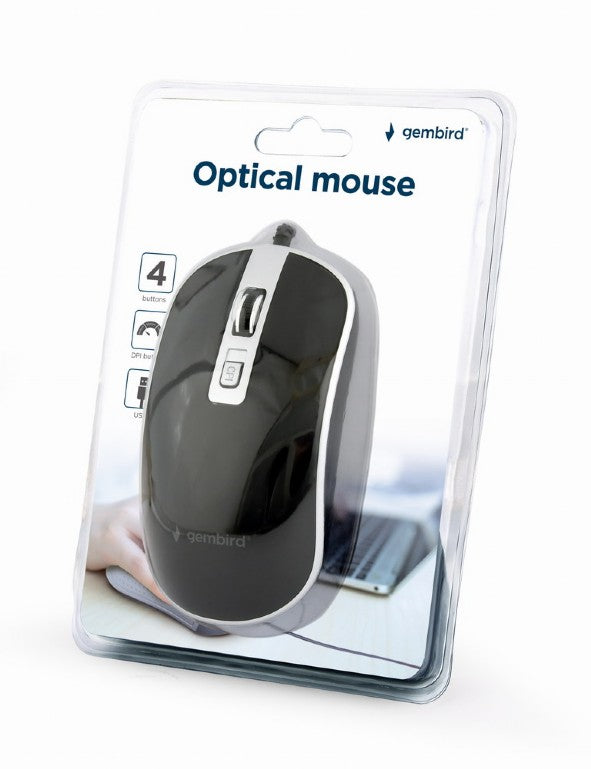 Gembird Usb Wired Optical Mouse Black/Silver