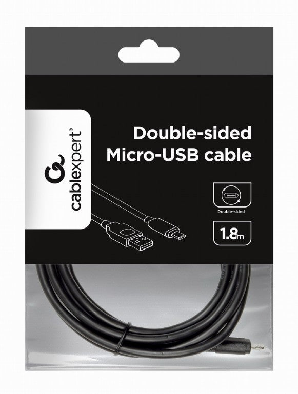 Cablexpert Double Sided Micro Usb To Usb 2,0 Am Cable 1,8 M Black