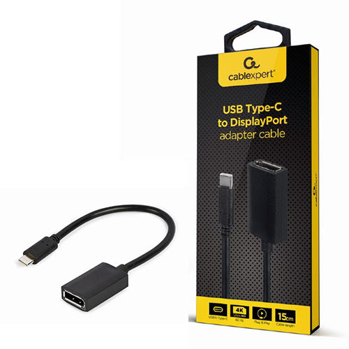 Cablexpert Usb Type C To Displayport Adapter Cable 4 K 15 Cm Black Retail Pack