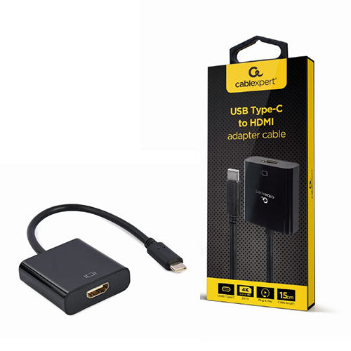 Cablexpert Usb Type C To Hdmi Adapter Cable 4 K@30 Hz 15 Cm Black Retail Pack