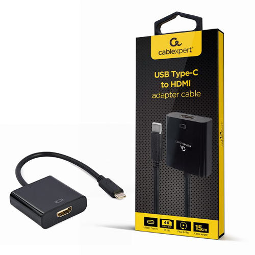 Cablexpert Usb Type C To Hdmi Adapter Cable 4 K@60 Hz 15 Cm Black Retail Pack