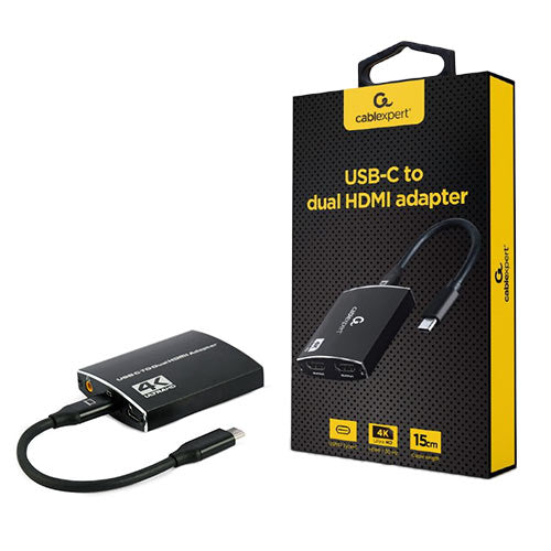 Cablexpert Usb C To Dual Hdmi Adapter 4 K 60 Hz Black Retail Pack