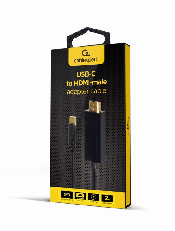 Cablexpert Usb C Male To Hdmi Male Adapter 4 K 60 Hz 2 M Black Retail Pack