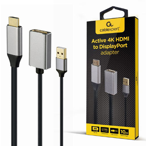 Cablexpert Active 4 K Hdmi Male To Displayport Female Adapter Black Retail Pack