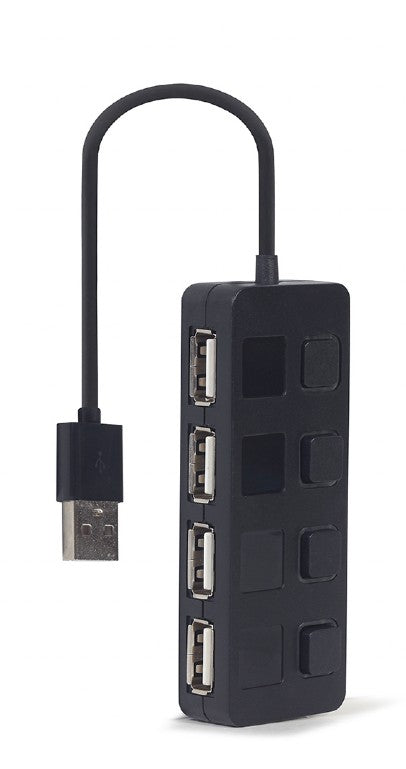 Gembird 4 Port Usb 2.0 Hub With Switches Black