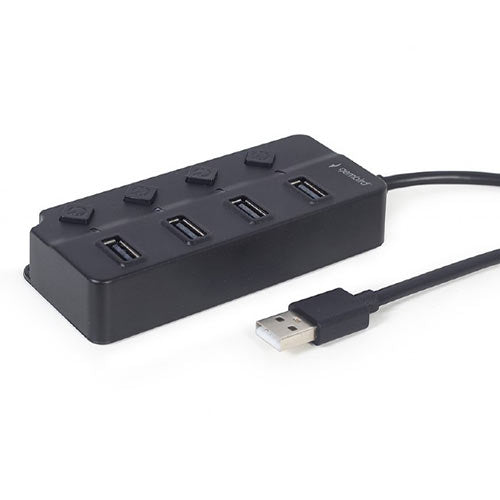 Gembird Usb 2.0 4 Port Hub With Switches Black