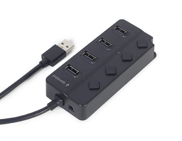 Gembird Usb 2.0 4 Port Hub With Switches Black