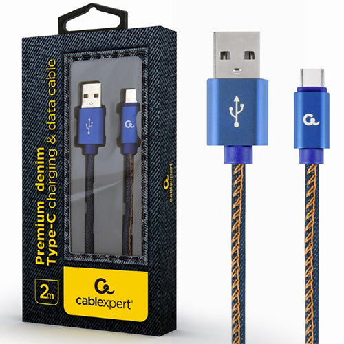 Cablexpert Premium Jeans Type C Usb Cable With Metal Connectors 2 M Blue