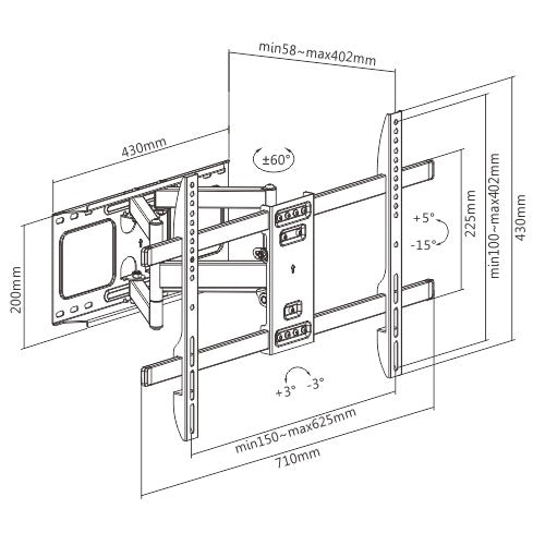 Gembird Full Motion Tv Wall Mount 37' 80'