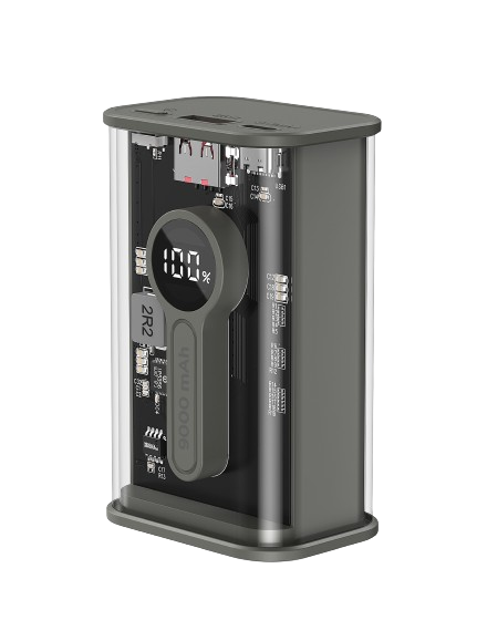 Gembird Transparent Qc3.0 Quick Charging Power Bank 9000 Mah Black
