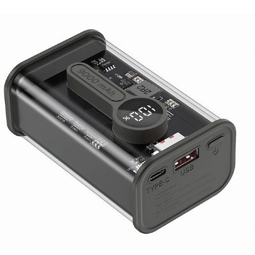 Gembird Transparent Qc3.0 Quick Charging Power Bank 9000 Mah Black