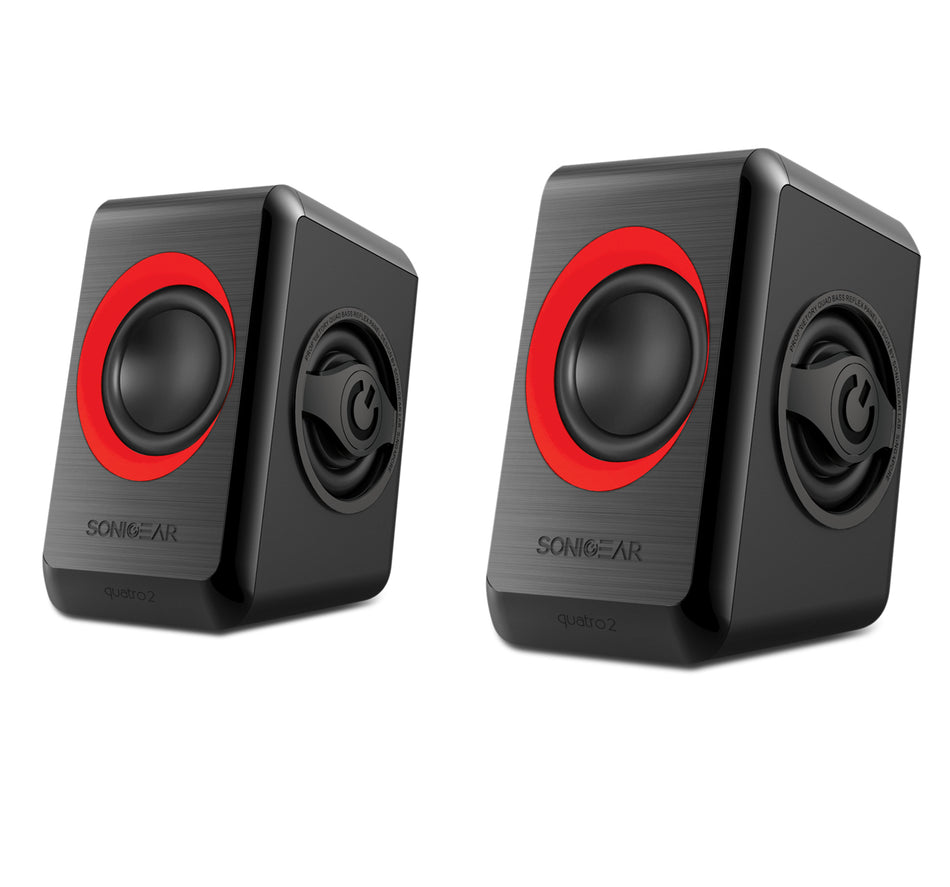 Sonic Gears Usb Powered Quad Bass Speakers 2,0 Black Festive Red
