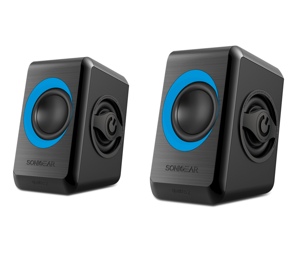 SONIC GEARS USB POWERED QUAD BASS SPEAKERS 2,0 BLACK TURQUILA