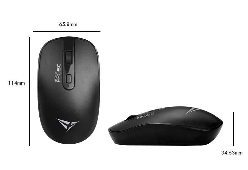 Alcatroz Wireless Two Way Dongle (Usb+Type C) Silent Mouse Black
