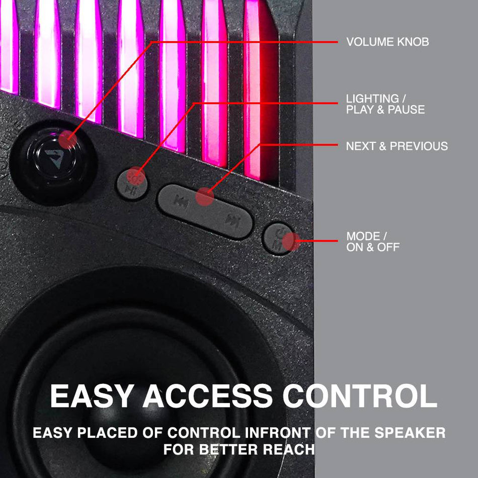 Armaggeddon Lumo 2 Rgb Bluetooth 5.3 Low Latency Stereo Speaker 20 Watts