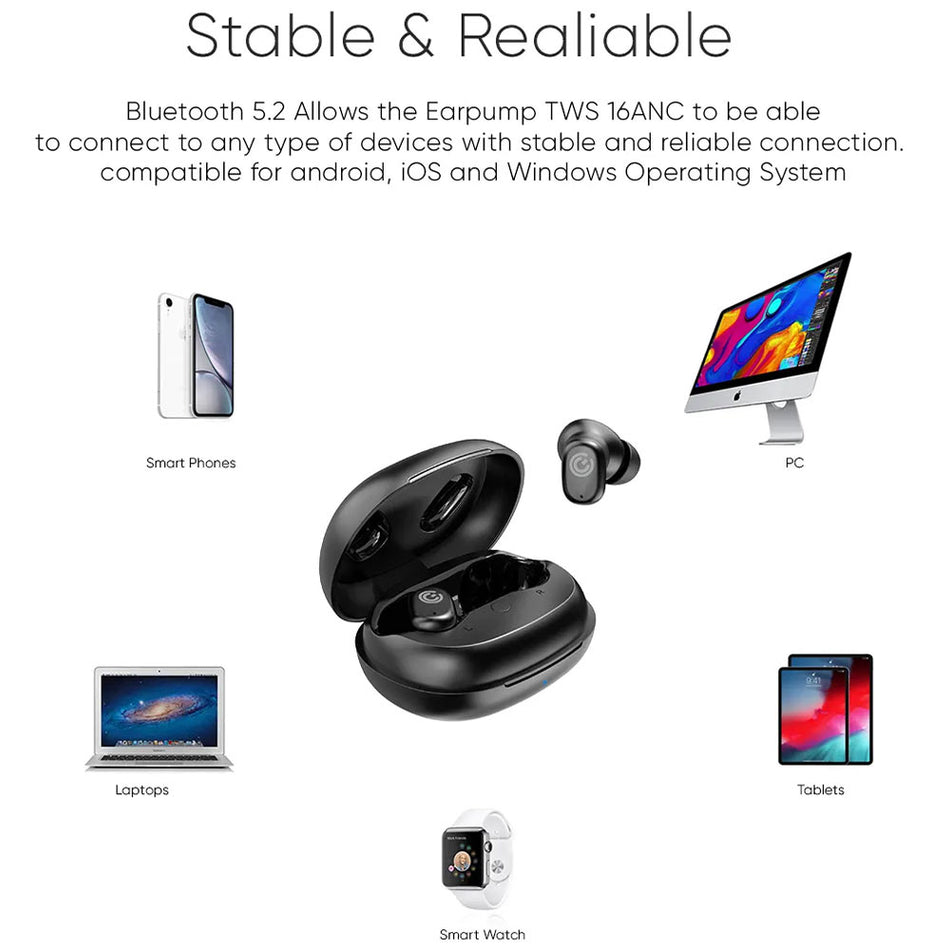 Sonic Gear Bluetooth Earpump Tws 16 Anc Black