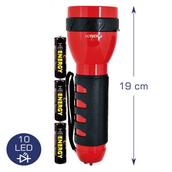 Heitech Flashlight With 10 Led Large 19 Cm Incl. Battery