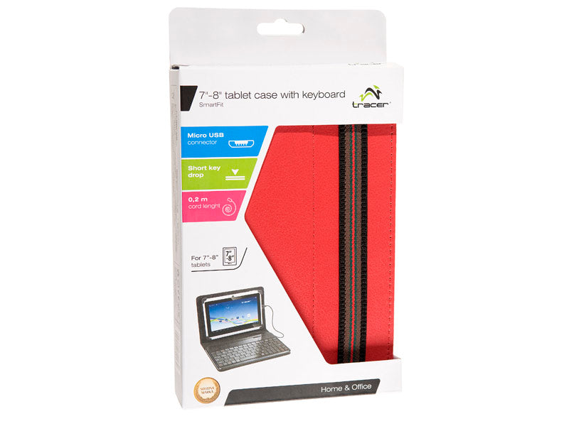 TRACER TABLET CASE WITH KBRD 7'-8' SMART FIT RED