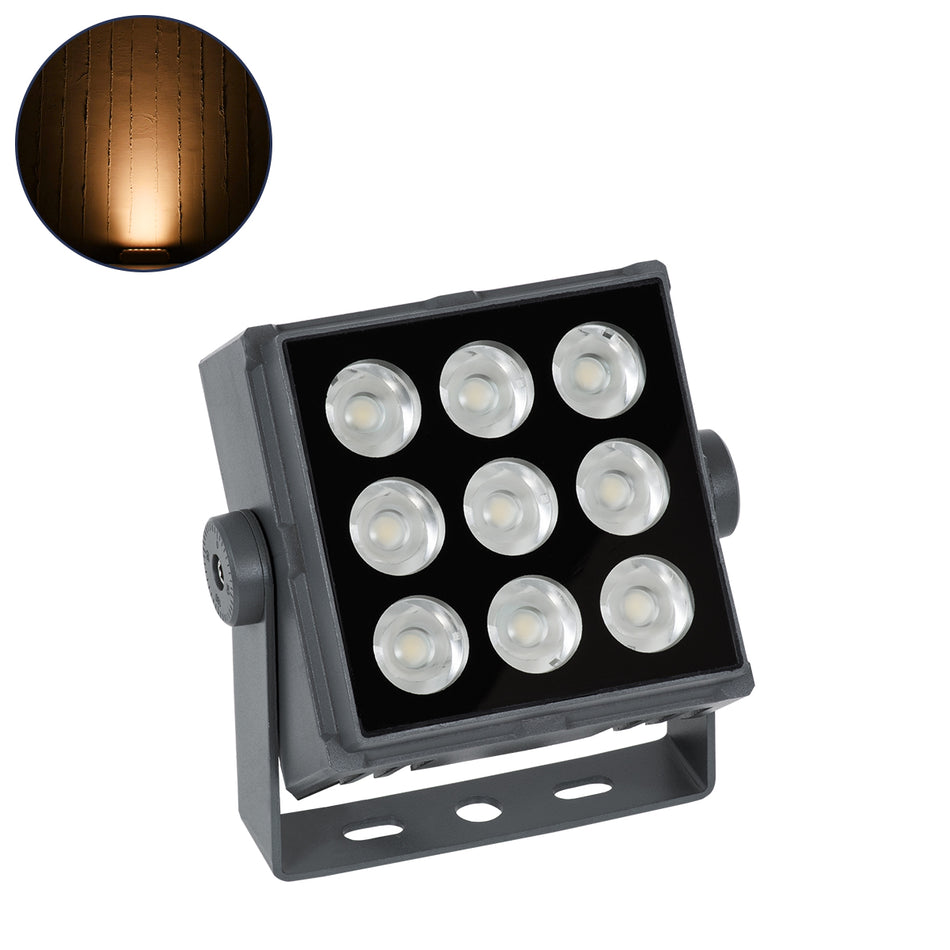GLOBOSTAR® FLOODTINY 90367 Προβολέας Σποτ Wall Washer LED 27W 2835lm 3° DC 24V Αδιάβροχο IP65 Ultra Θερμό Λευκό 2200K Dimmable - Bridgelux SMD Chip - Γκρι Ανθρακί - Μ13.8 x Π16.4 x Υ7cm - 3 Χρόνια Εγγύηση