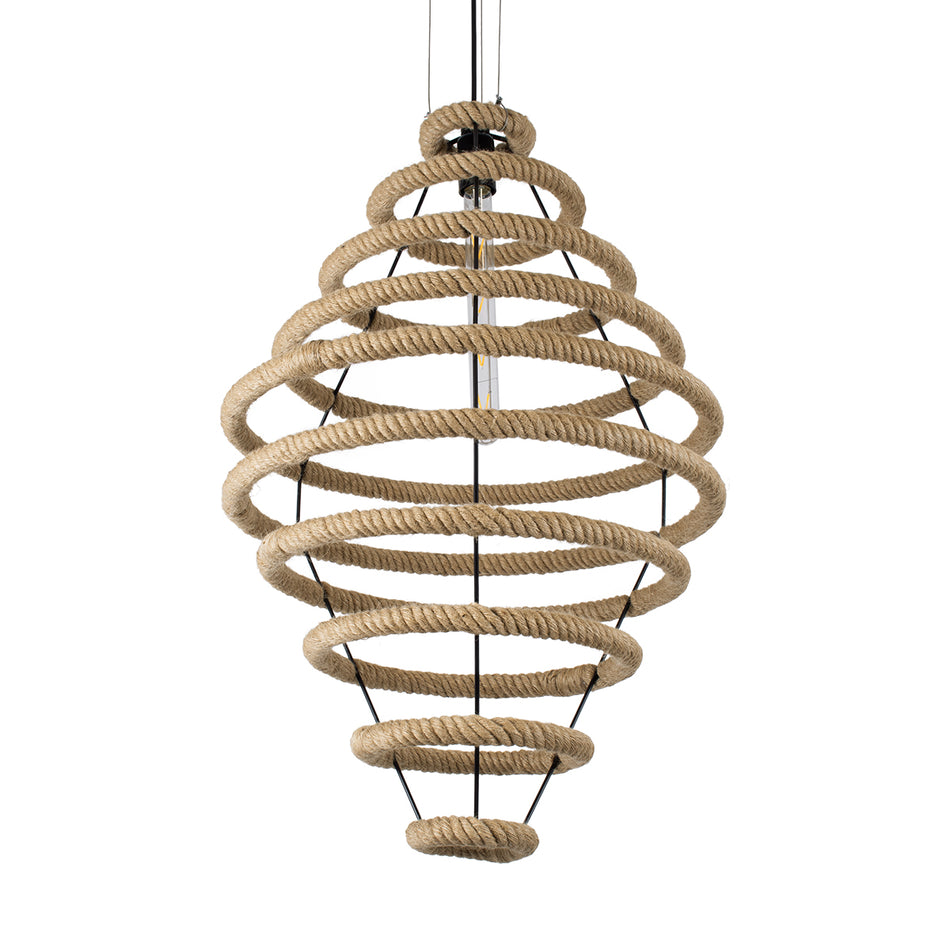 GLOBOSTAR® MELISSA 01158 Vintage Κρεμαστό Φωτιστικό Οροφής με Ντουί 1 x E27 AC 220-240V IP20 - Μαύρο & Μπεζ - Μ48 x Π48 x Υ73cm