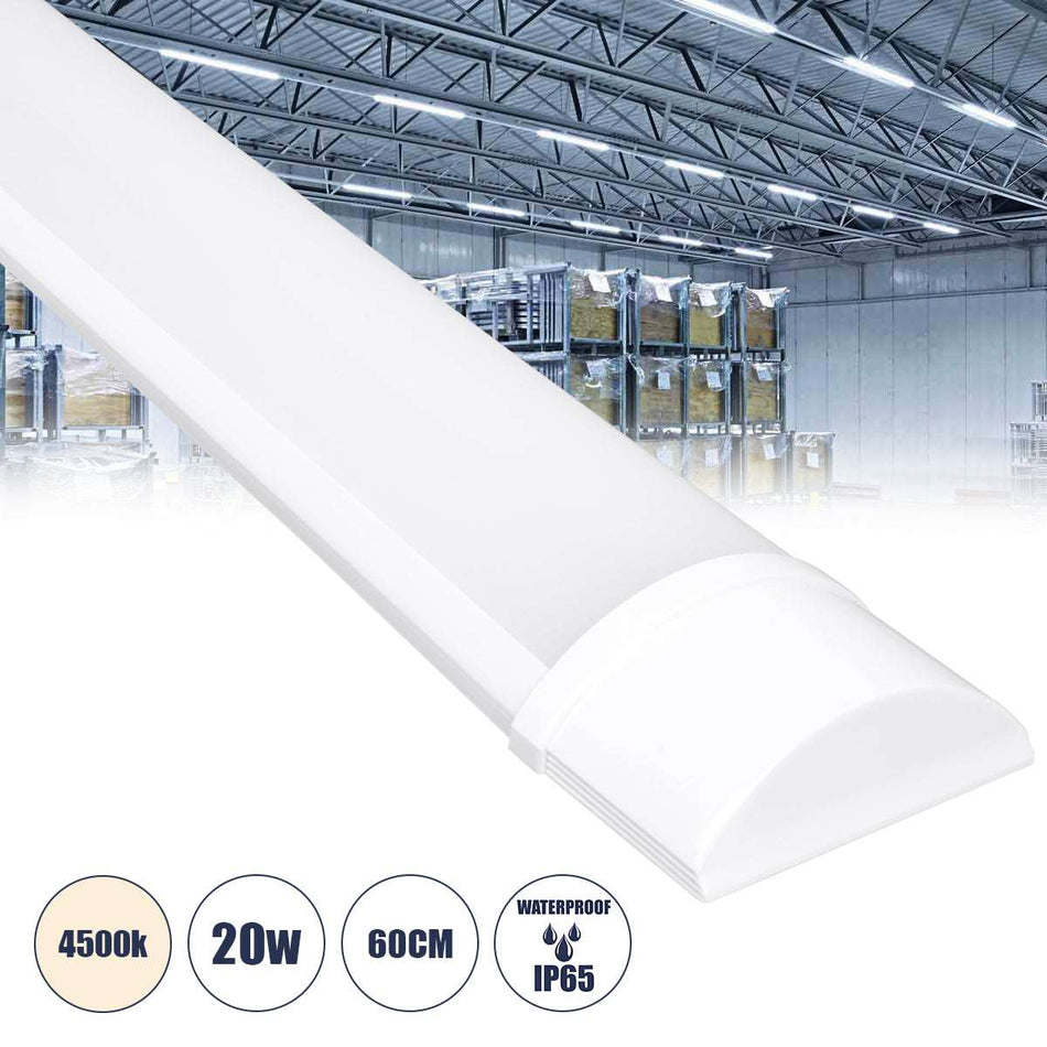 60156 LED Γραμμικό Βιομηχανικό Φωτιστικό Tri-Proof 60cm 20W 1847lm 120° AC 220-240V Αδιάβροχο IP65 Μ60 x Π7.5 x Υ2.5cm Φυσικό Λευκό 4500K - 2 Χρόνια Εγγύηση