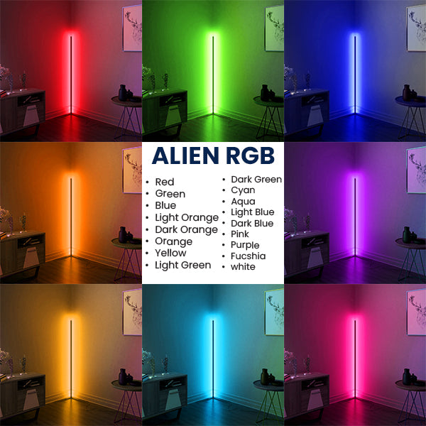 Moderne minimalistische schwarze Stehlampe 200 cm LED 32 Watt mit kabelloser RF-Steuerung und Dimmer RGB ALIEN Design GLOBO-200-8