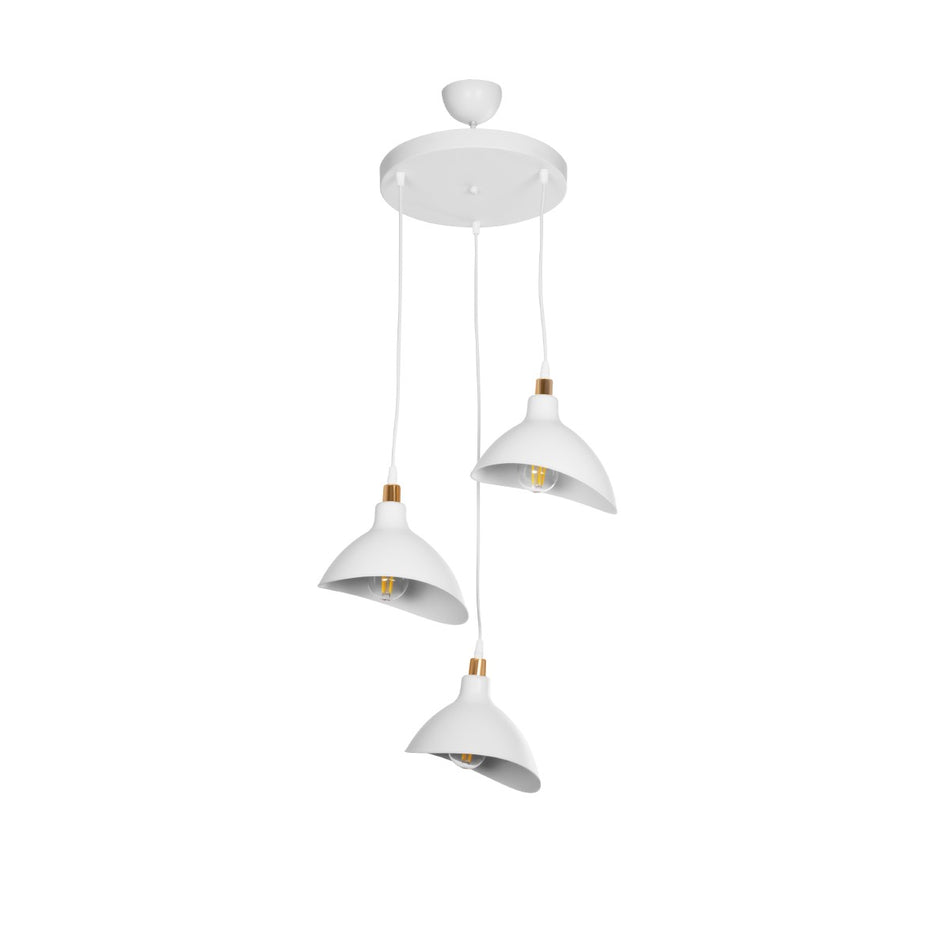 GLOBOSTAR® RIVE 203-0142 Μοντέρνο Κρεμαστό Φωτιστικό Οροφής με Ντουί 3 x E27 AC 220-240V IP20 - Λευκό & Χρυσό - Μ40 x Π40 x Υ65cm