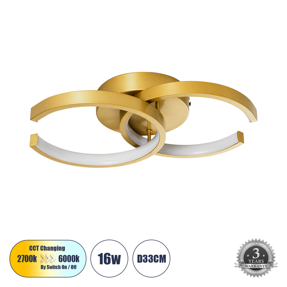 EVA 61069 Μοντέρνο Φωτιστικό Οροφής LED 16W 1920lm 300° IP20 Ρυθμιζόμενο Λευκό CCT με On/Off 2700K/4500K/6000K