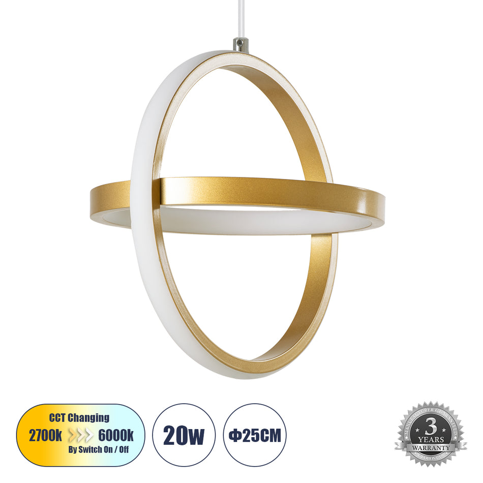 ALICE 61057 Μοντέρνο Κρεμαστό Φωτιστικό Οροφής LED 20W 2400lm 300° IP20 Ρυθμιζόμενο Λευκό CCT με On/Off 2700K/4500K/6000K