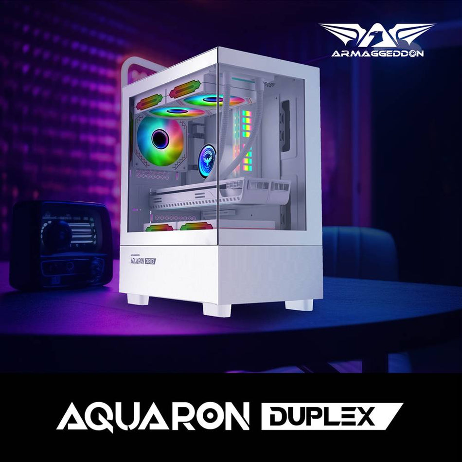 ARMAGGEDDON MICRO ATX GAMING PC CASE AQUARON DUPLEX WHITE