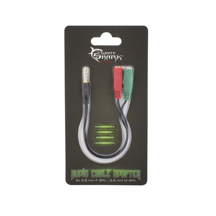 White Shark Headset Cable 3,5mm X 2 F.3pin 3,5mm M.4pin 0,2m
