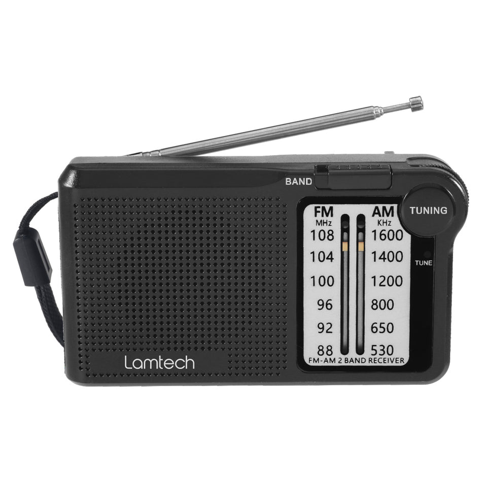 Lamtech 2 Band Fm/Am Radio With Earphones Jack Black