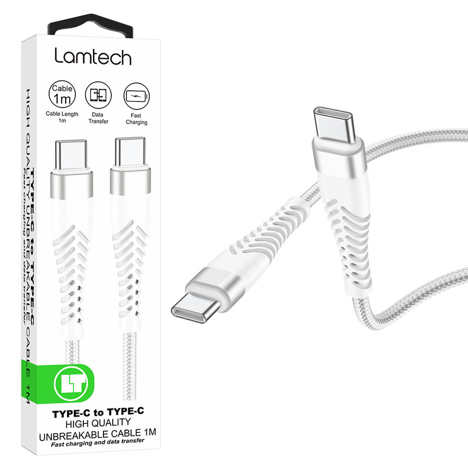 Lamtech Hq Unbreakable Cable Type C To Type C White 1 M