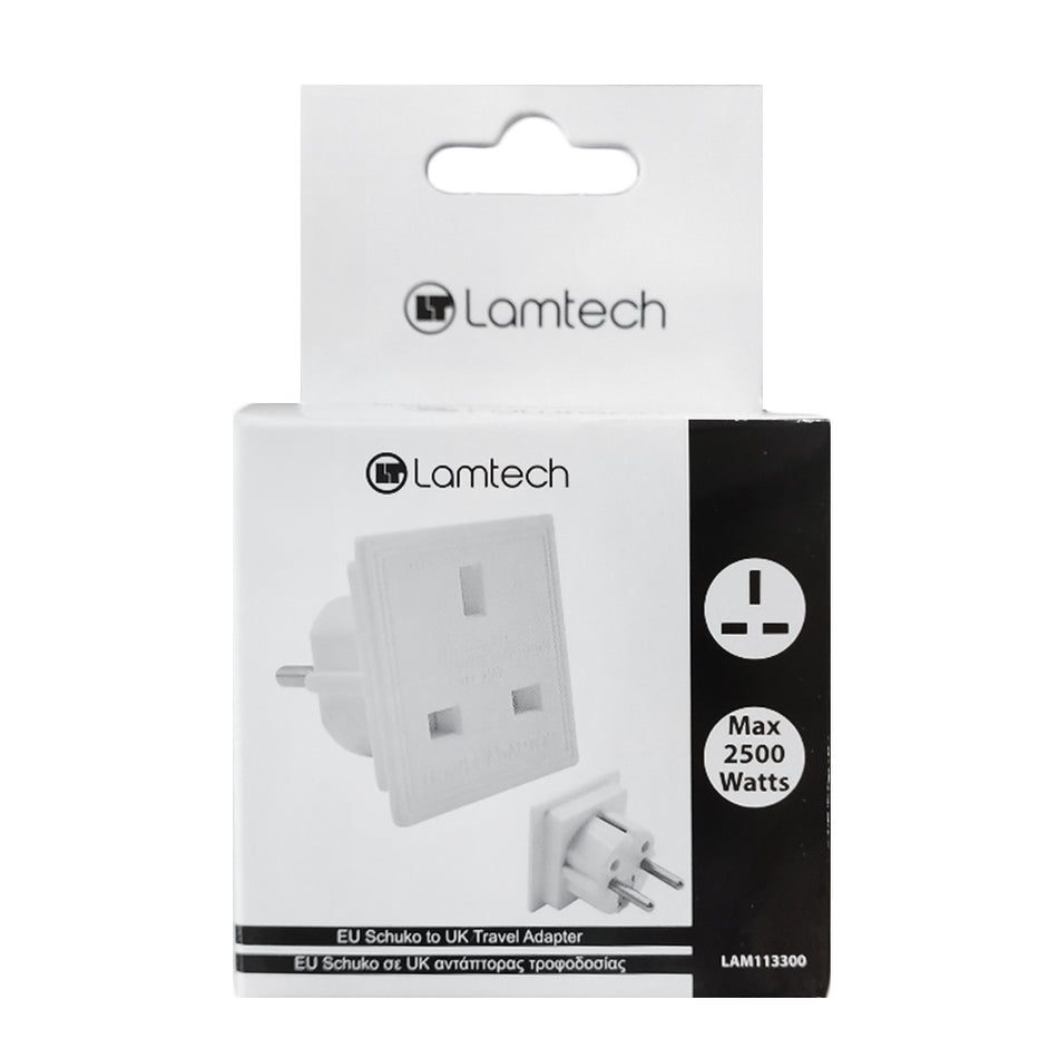 Lamtech Eu Schuko To Uk 16 A Travel Adapter
