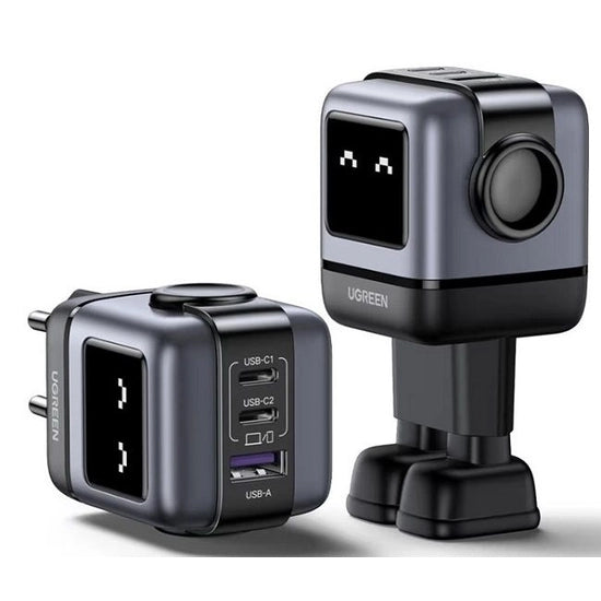 Ugreen Φορτιστής Χωρίς Καλώδιο GaN με Θύρα USB-A και 2 Θύρες USB-C 65W Power Delivery / Quick Charge 4.0 Γκρι (Robot)